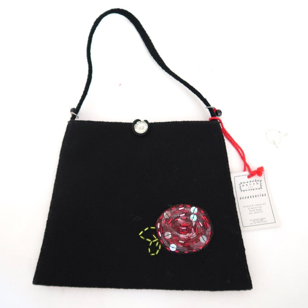 PATCH NYC bead applique Black evening bag small handbag